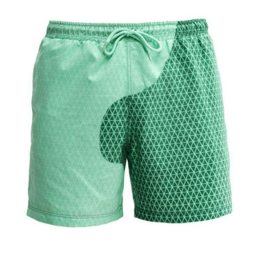 drippy™ Designer Print Green Color-Changing Swim Trunks