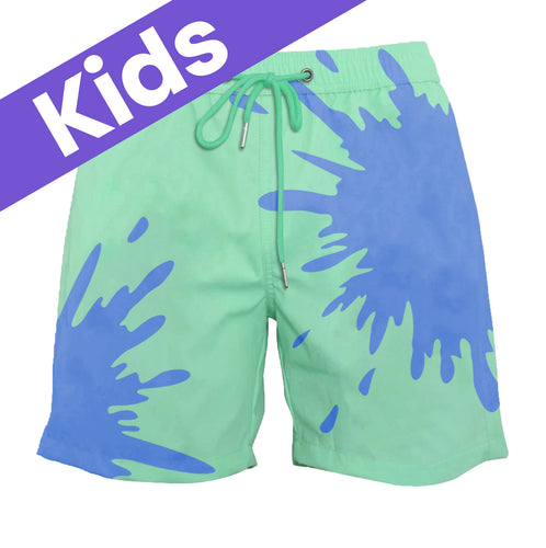 Kids Green-Blue Color-Changing Swim Trunks