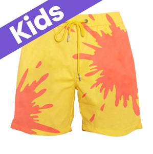 Kids Orange-Yellow Color-Changing Swim Trunks