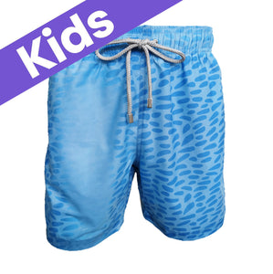 Kids Blue Cheetah Color-Changing Swim Trunks